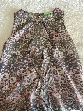 Banana Republic Pink and Gray Ruffle Front Sleeveless Top